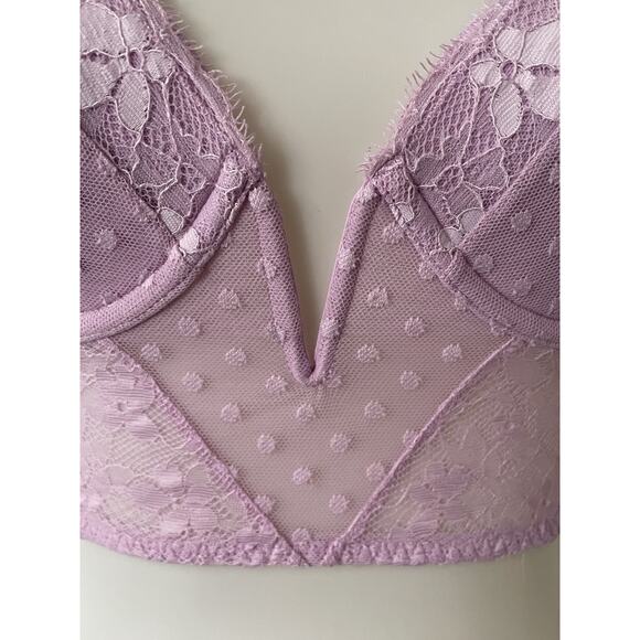 Victoria's Secret Bra Bustier Plunge Lace Polka Dot Lingerie - Picture 3 of 14